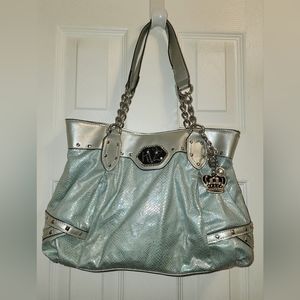 EUC Kathy Van Zeeland Iridescent Snakeskin Handbag